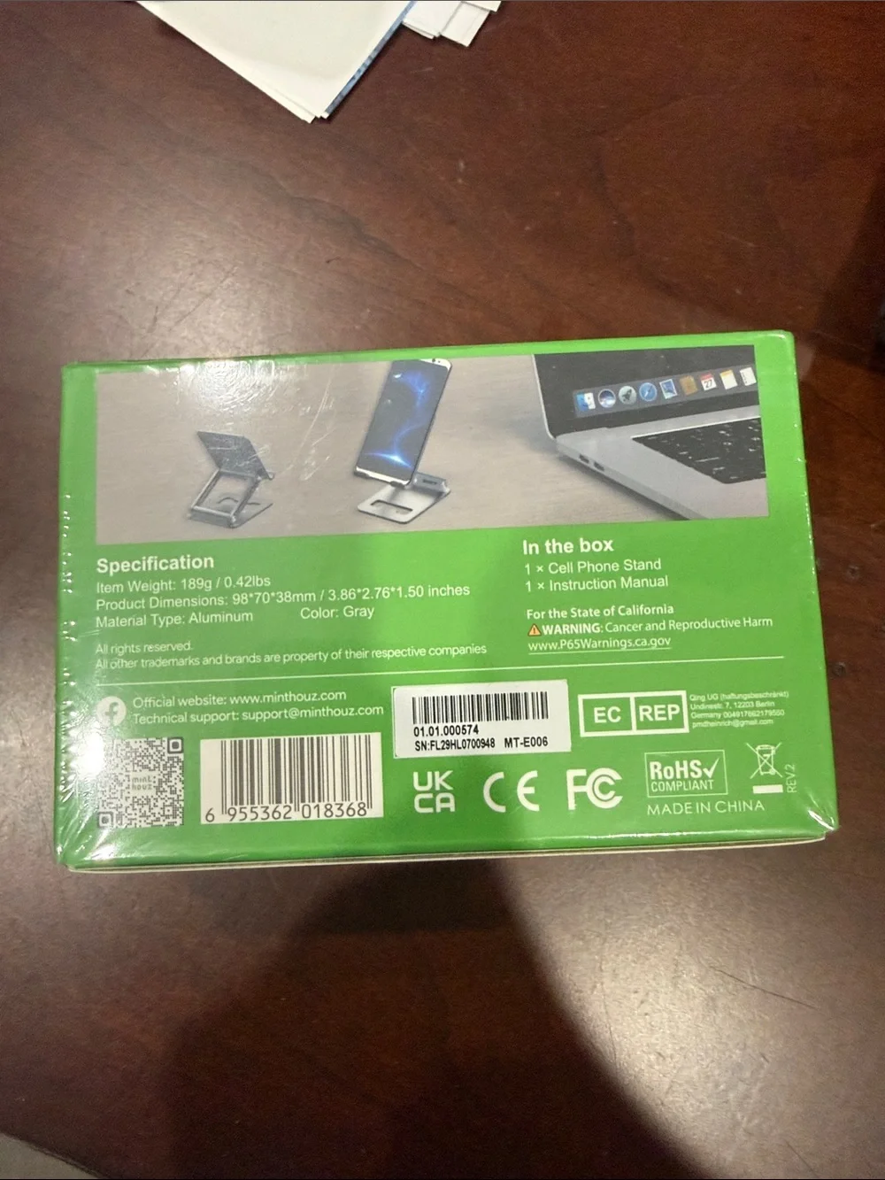 Mint Houz Adjustable Heights Cell Phone Stand - Gray